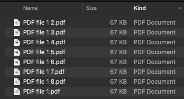 screenshot of PDF files