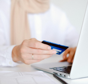 image of a person online banking