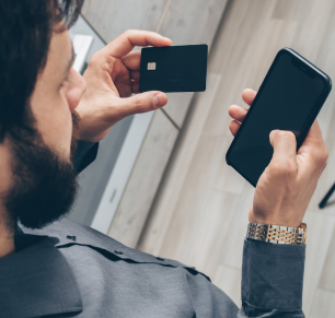 person mobile banking